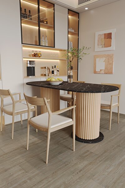 moka park avm MEGA ANTORYUM GENİŞ OVAL MODERN YEMEK MASASI MUTFAK MASASI