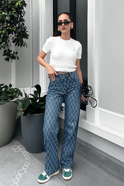 Nazliye Indigókék Stone Premium Jean