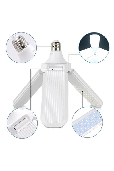 VOLEMİ Ultra Güçlü 3 Kollu 40-45w Ampul 5.000 Lümen Led Aydınlatma Beyaz Işık Led Ampul