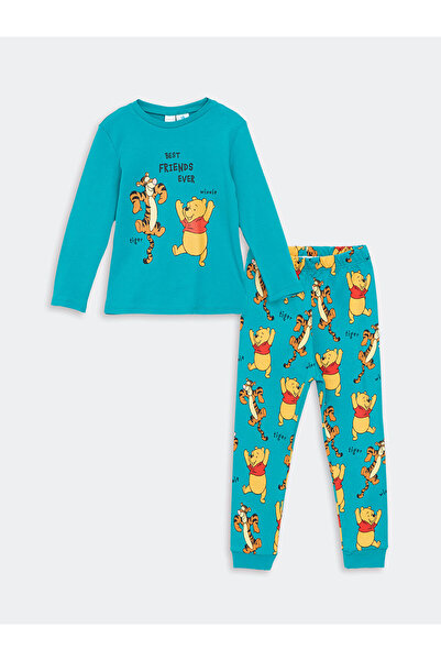 LC Waikiki LCWK Bisiklet Yaka Uzun Kollu Winnie the Pooh Baskılı Erkek Bebek Pijama Takımı