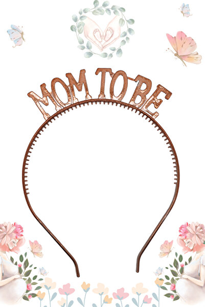 Larenya Mom To Be Plastik Taç Ve Kuşak & Baby Shower Set & Pembe Altın Kuşak Rose Taç