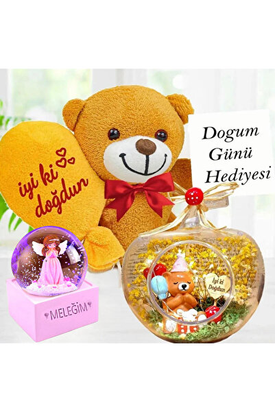 rk tasarım Doğum Günü Hediyesi Işıklı Teraryum & İyiKi Doğdun Balonlu Ayıcık ...