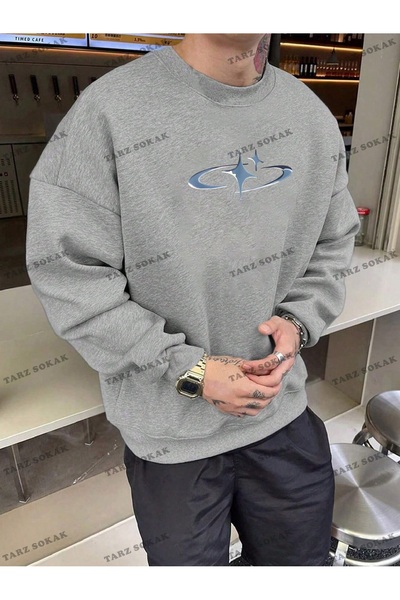Tarzsokak Y2K ΝΕΑ ΣΕΖΟΝΑ SSWEAT HARAJUKA KUROMİ ΡΕΤΡΟ ΚΩΔΙΚΟΣ 1617 Γκρι