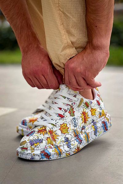 Ekince Pantofi sport casual pentru bărbați KB-X500 Kuback White Boom cu șireturi