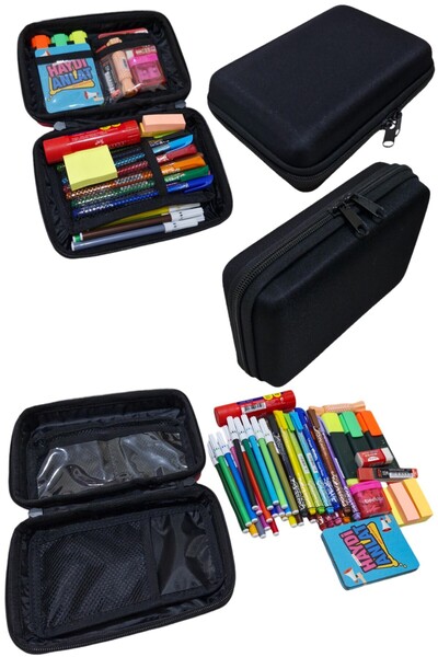 Next Craft Geantă neagră pentru pix cu capac rigid - mai multe compartimente, 3 opțiuni de culoare