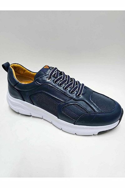 Luis Figo Genuine Leather Large Number (45-46...) Navy Blue Casual Sports Lace-Up Light Sole Men's Shoes