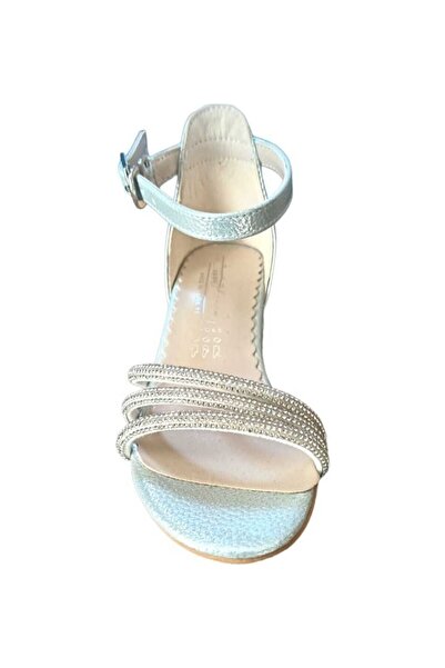 Sema Kız Çocuk 3 Biyeli Sedef Şeffaf Taş Detaylı Topuklu Ayakkabı