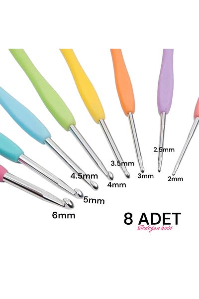 erdoğan hobi 8 Pieces Silicone Handle Knitting Crochet Set