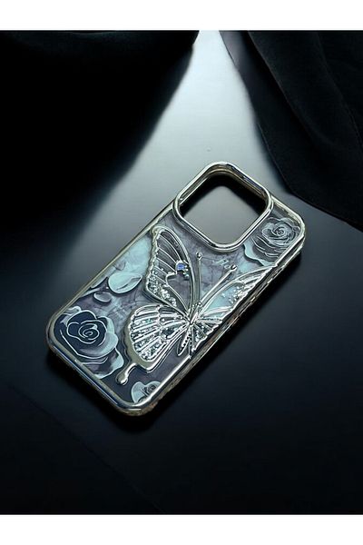 HKN iPhone 16 Pro Max Compatible Luxury Butterfly Patterned Phone Case