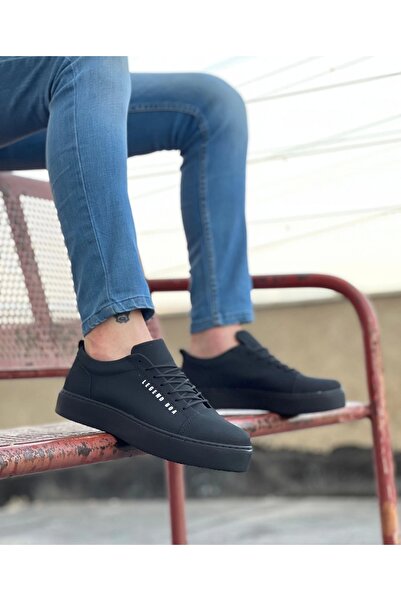 Genel Markalar BA0104 Bağcıklı Nubuk Siyah Spor Klasik Erkek Ayakkabı