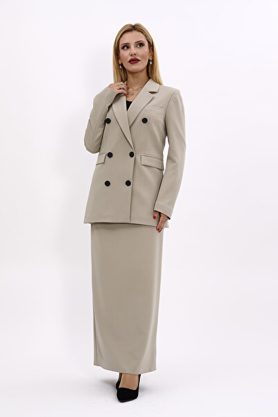 ÖNDER ÖZSOY Blazer Ceket & Uzun Kalem Etek Takım-Bambu