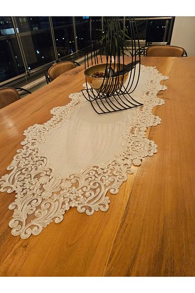 Çeyiz Dantelim Palace Cream Γαλλική Δαντέλα Runner