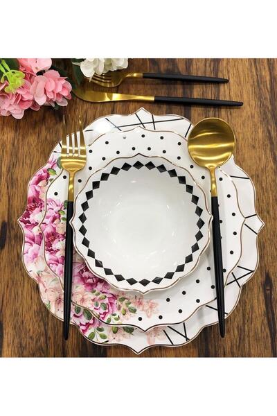 şirineşyalarım Pink More 24 parça 6 Kişilik Porselen Yemek Takımı