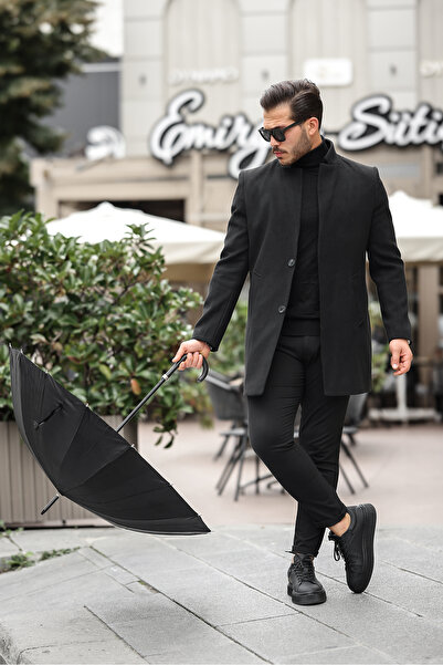 MerStore Yeni Sezon Slim Fit Erkek Dik Yaka  Kaşe Kaban Palto