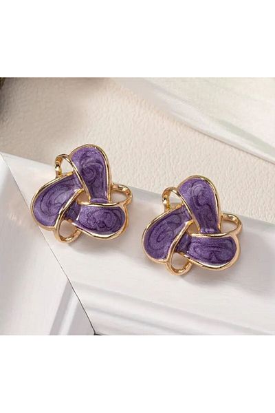 Myra Women's Flower Model Purple Earrings