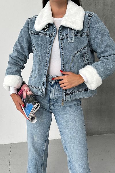 LACHT ENT Palton de damă din denim cu fermoar