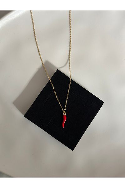MİOSAPRİVE Untarnished Steel Red Pepper Necklace