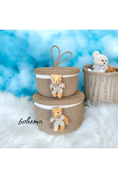 Bohemahomedecor Διακοσμητικό καλάθι παιχνιδιών οργανωτής καλαθιού με καπάκι