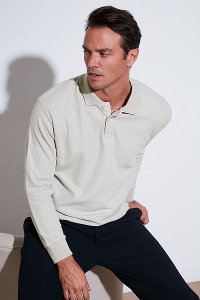 Buratti Βαμβακερή κανονική εφαρμογή με κουμπιά Polo Neck Sweat Ανδρική SWEAT 5905739