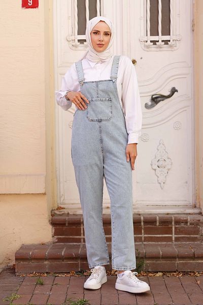 Pamuk Butik Women's Strappy Denim Jeans Jumpsuit