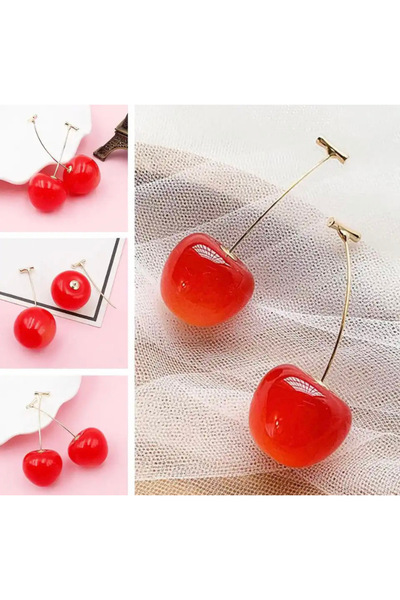 SHEKER HOME Kiraz Model Küpe - Açık Kırmızı