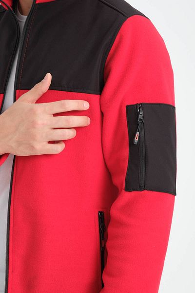 H&A İSTANBUL Men's Fleece Sweatshirt - Full Zipper, Softshell Garnished, 3 Pockets, Water and Wind Proof
