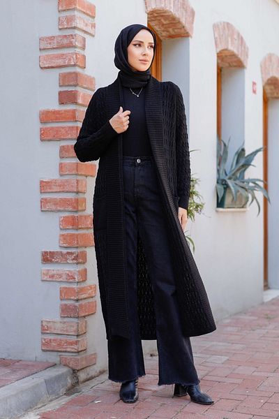 Pamuk Butik Γυναικεία Πλεκτά Πλεκτά Ζακέτα με Πλεκτό Σάλι με Τσέπη