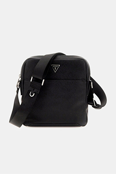 Guess Erkek Saffiano Omuz Çantası - Siyah