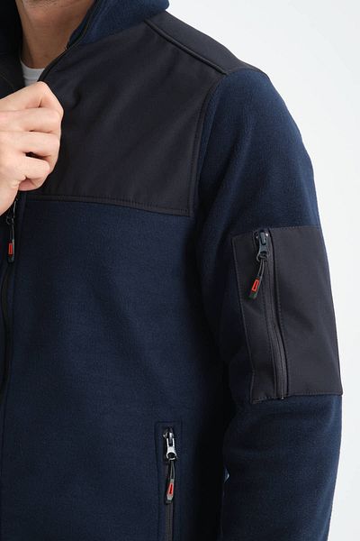 H&A İSTANBUL Ανδρικό φούτερ Fleece - Πλήρες φερμουάρ, Softshell Garnish, 3 τσέπες, αδιάβροχο και αντιανεμικό