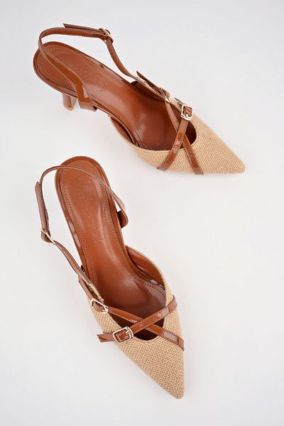 Sapin Straw Thin Heeled and Open Back Women's Shoes - for Full Mold Use 72802