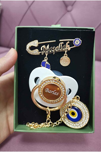 Serap Yılmaz Sahi Isimli Beyaz Kristal Taşlı Silikon Damaklı Nazarlı Bebek Em...