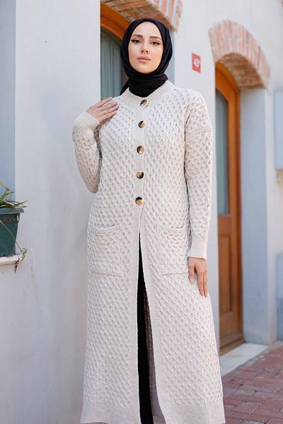Pamuk Butik Γυναικεία Πλεκτή Ζακέτα με Κουμπιά Κλείσιμο Τσέπης