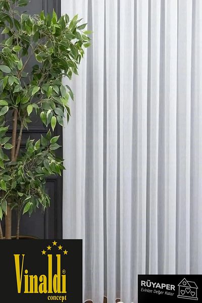 Vinaldi Rüyaper - Bamboo Floor Suitable for All Rooms, Heavy Grading Tulle Curtain, Thick Pleated