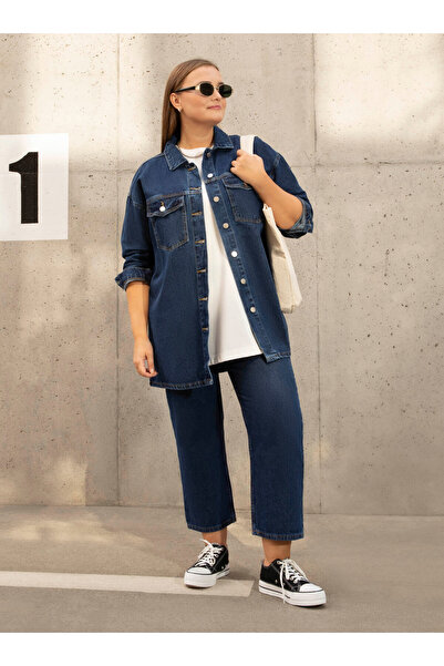 ALİA Alia Blue Oversize Denim Jacket - Large Size