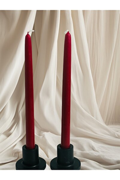 mythos Siyah Beton Şamdanlık Ve Şamdan Mumu Kırmızı 2’li Masa Üstü (MUMLAR DA...