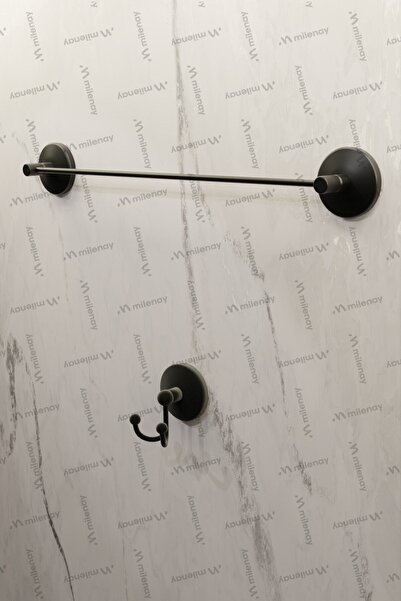 Turkco طقم حمام أسود اقتصادي مكون من قطعتين، طقم مجمع، رف حمام مزدوج وحامل من...