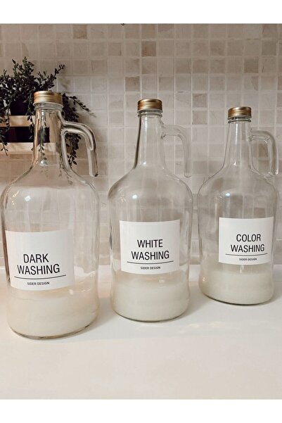 Turkco منظم حمام مكون من 3 قطع زجاج 3 لتر جالون غسول داكن - غسول أبيض - غسول ...