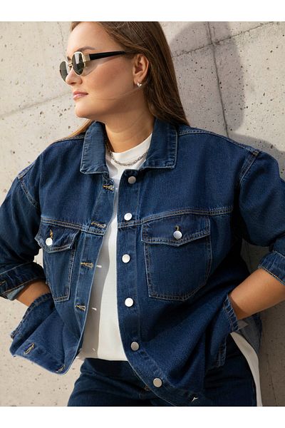 ALİA Alia Blue Oversize Denim Jacket - Large Size