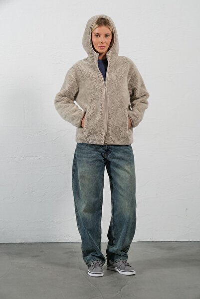 Maule Εξωτερική σέρπα από ψεύτικη γούνα, φλις εσωτερικές τσέπες με φερμουάρ με κουκούλα και φερμουάρ Αθλητικό γυναικείο παλτό @zaragoza