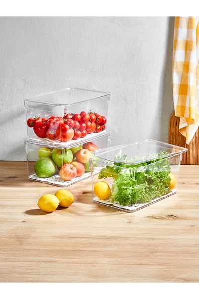 Turkco حاوية تخزين الثلاجة البلاستيكية من سلسلة كريستال فريش مع غطاء، منظم ال...