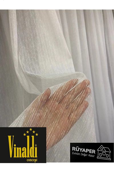 Vinaldi Rüyaper Bamboo Slub - Suitable for All Rooms, Heavy Graphing, Tulle Curtain, Tight Pleated