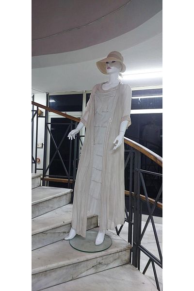 Bohem Stil Rochie din mătase, fără mâneci, cu straturi subțiri, mărimea 2 italiană