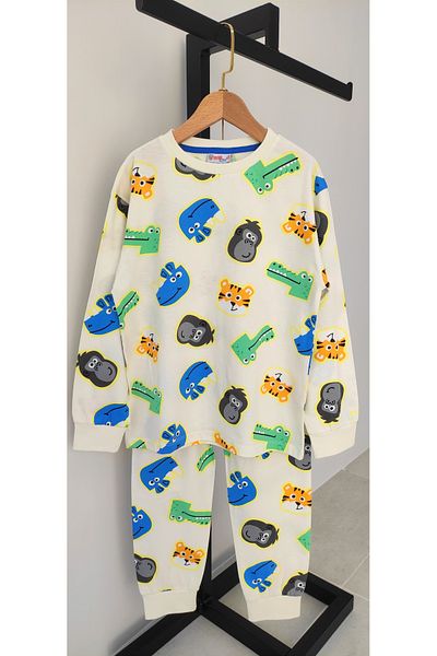 Irmak kids Safari Pattern Boy's Pajama Set 100% Cotton