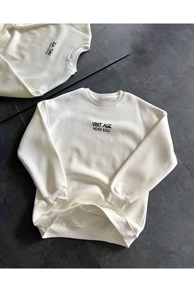 Simala Hanorac oversize cu imprimeu cu trei fire cu gât crew - alb