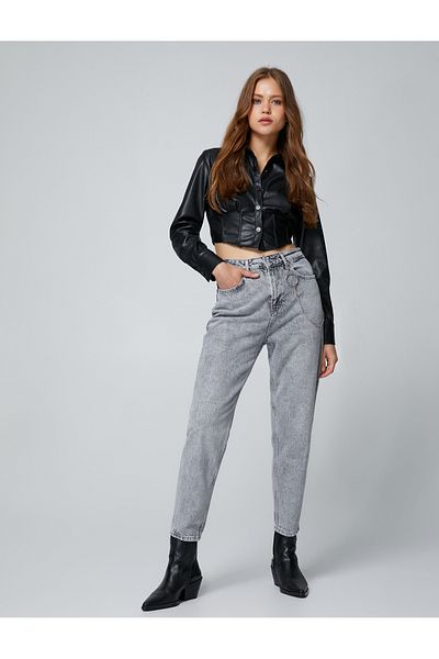 Koton High Waist Jeans Slightly Skinny Leg - Mom Jeans