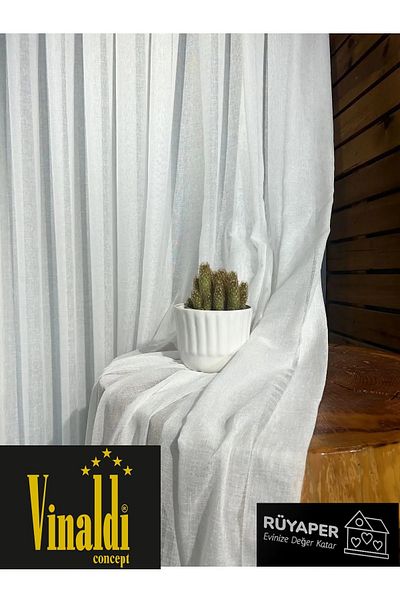 Vinaldi Rüyaper Linen Foldet Curtain - Heavy Gramage, Tight Pleated, Suitable for All Rooms