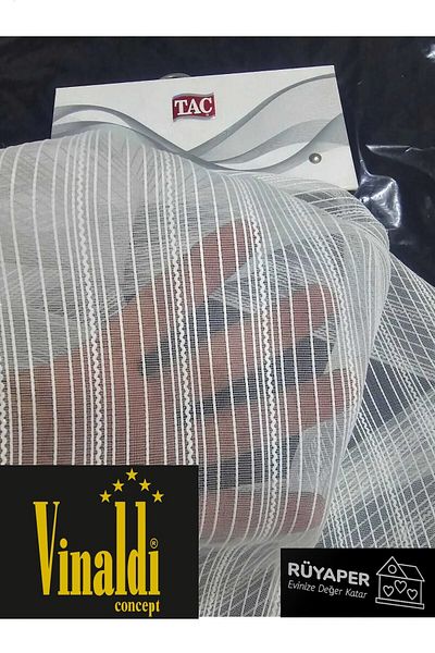 Vinaldi Rüyaper - Chain Patterned Tulle Curtain Suitable for Every Room, Heavy Gramage Pasta