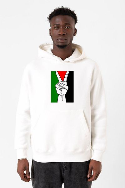Tshirthane Ανδρικό φούτερ με κουκούλα 3 ιπτάμενων με δωρεάν χέρι Palestine Flag