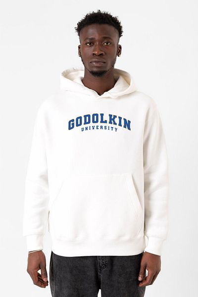 Tshirthane Ανδρικό φούτερ με κουκούλα Gen V Godolkin University Letter White