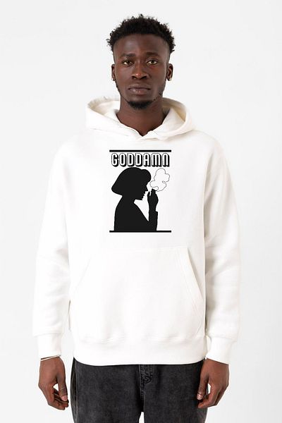 Tshirthane Ανδρικό φούτερ με κουκούλα Pulp Fiction Goddamn White